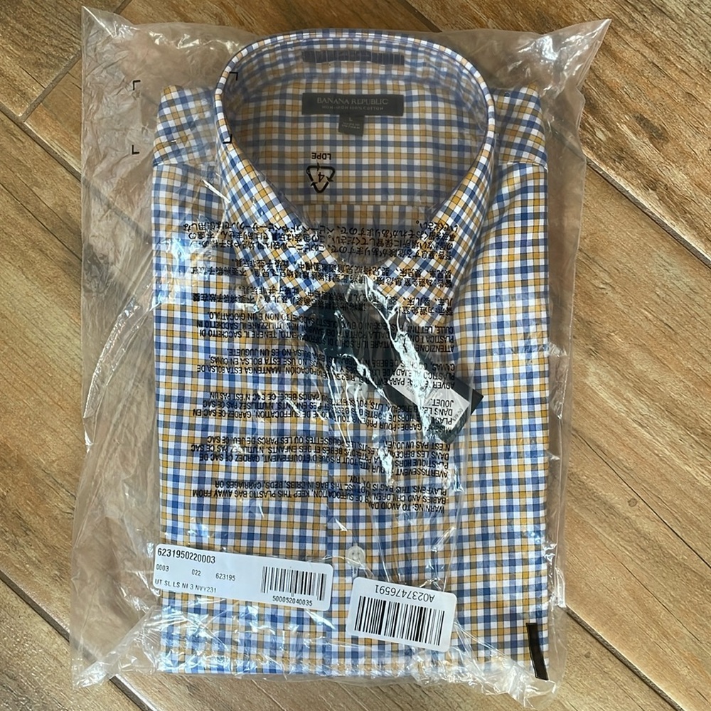 Banana Republic l/s blue  yellow plaid dress shirt
